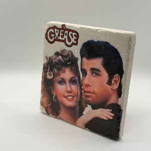 Grave Jones movie artwork printed on square travertine stone coaster