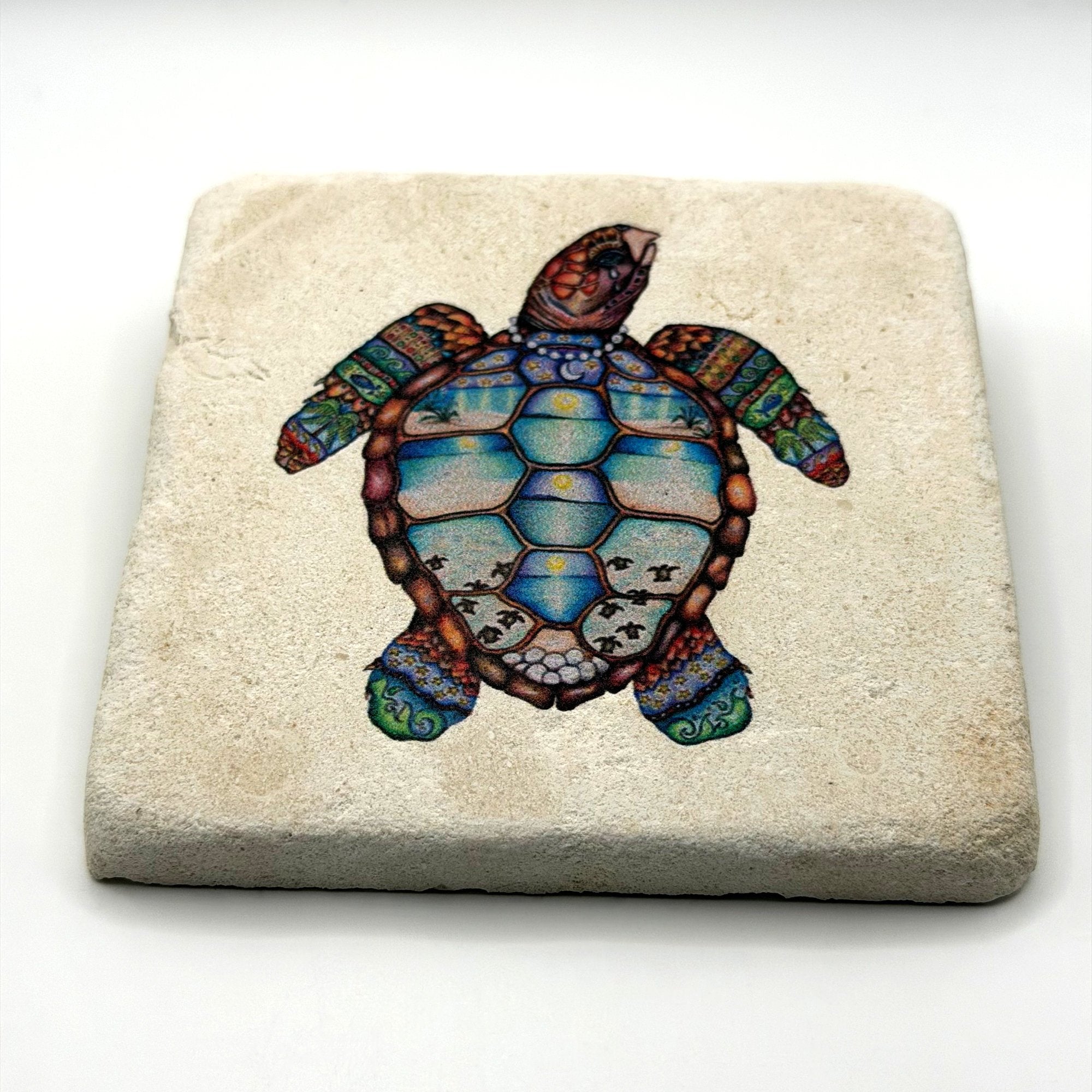 Cute Green Turtle Stone Coaster