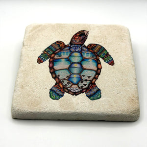 Cute Green Turtle Stone Coaster