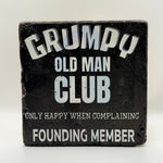 Grumpy Old Man Club Founding Member Natural Travertine Stone Hotpad artwork