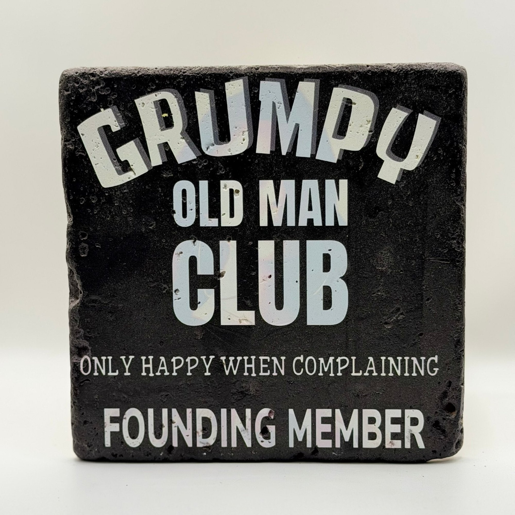 Grumpy Old Man Club Founding Member Natural Travertine Stone Hotpad artwork
