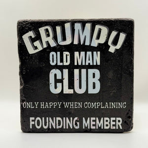 Grumpy Old Man Club Founding Member Natural Travertine Stone Hotpad artwork