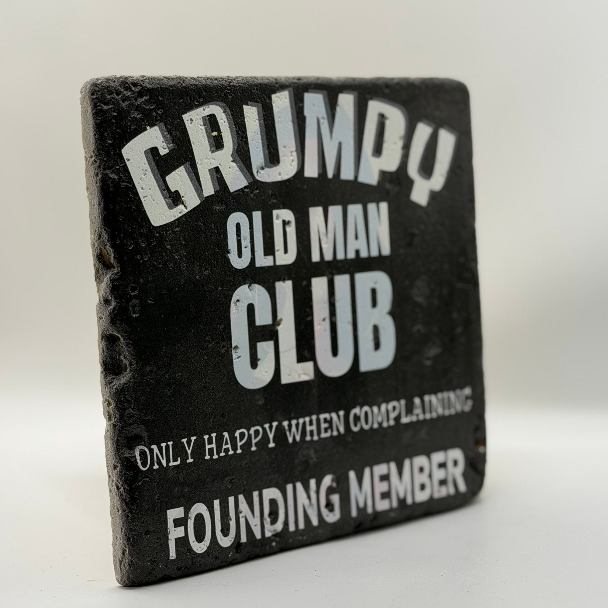 Grumpy Old Man Club Founding Member Natural Travertine Stone Hotpad artwork