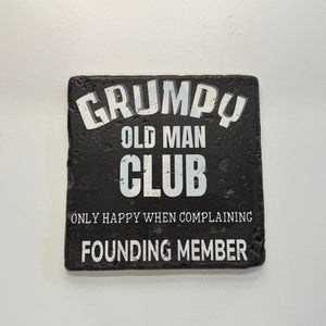 Grumpy Old Man Club Founding Member Natural Travertine Stone Hotpad artwork