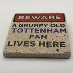 Funny Tottenham FC artwork printed on square travertine stone coaster