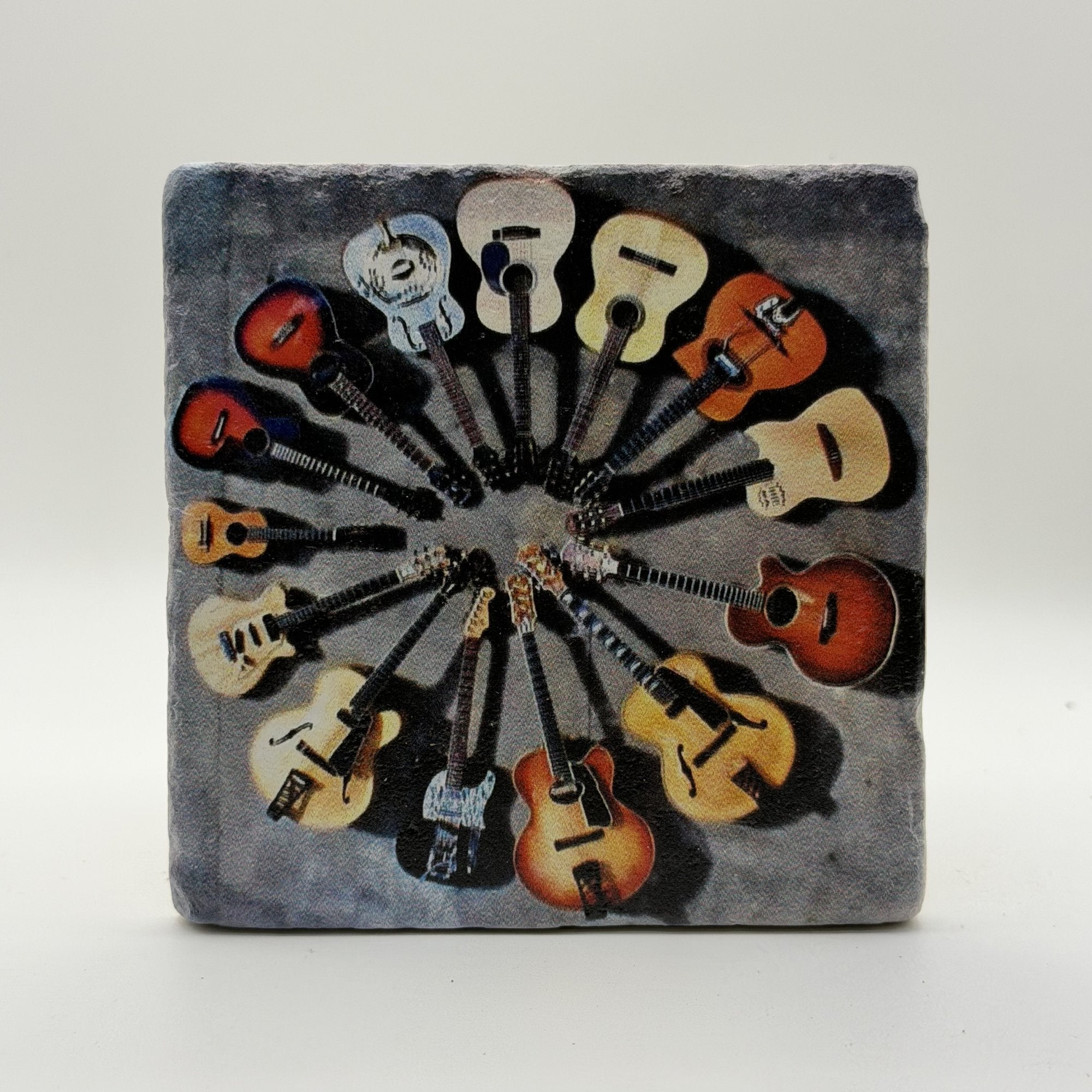 Guitars Natural Travertine Stone Coaster artwork