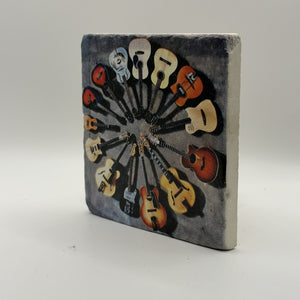 Guitars Natural Travertine Stone Coaster artwork