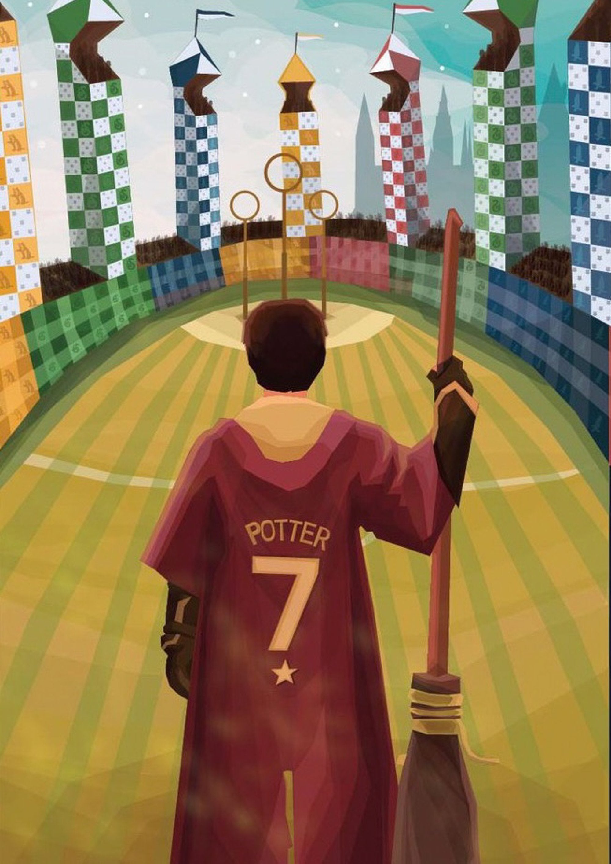 Harry Potter Quidditch movie theatre artwork printed on MDF wall poster