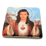 Harry Styles lyrics printed on square travertine stone coaster