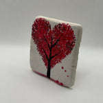 Heart shape design printed on square travertine stone coaster