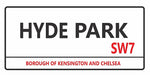 Hyde Park London street sign design displayed as wall decor