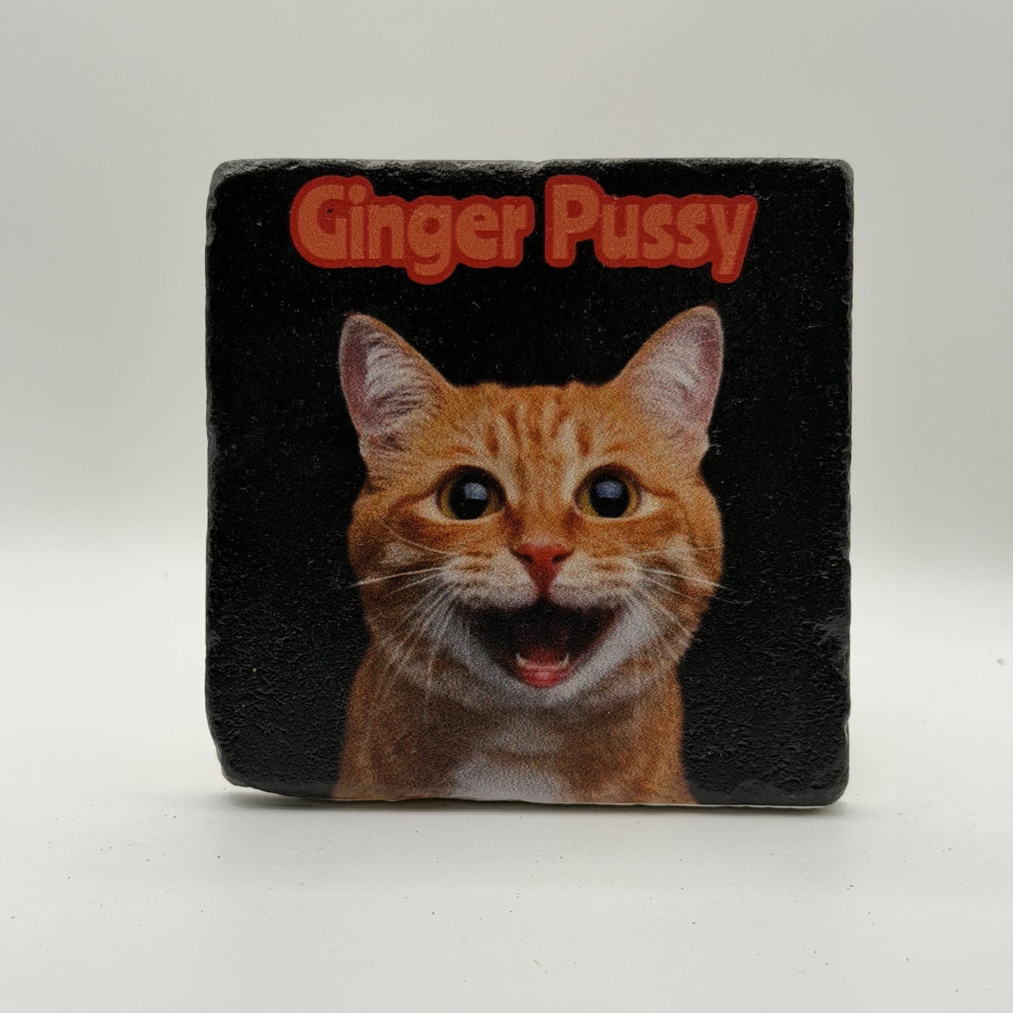 I Have The Pussy So I Make The Rules Natural Travertine Stone Coaster artwork
