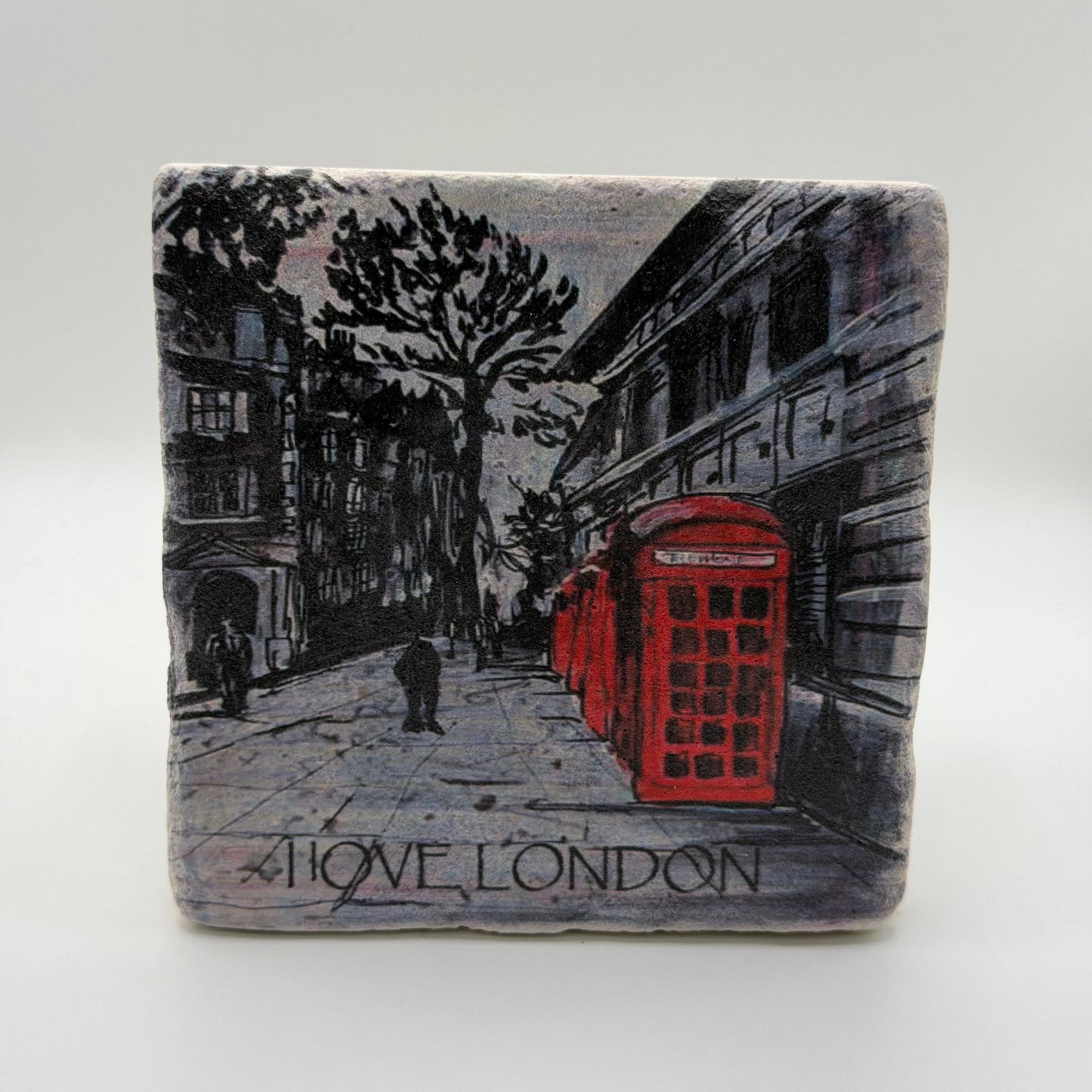 I Love London Phone Box Stone Coaster