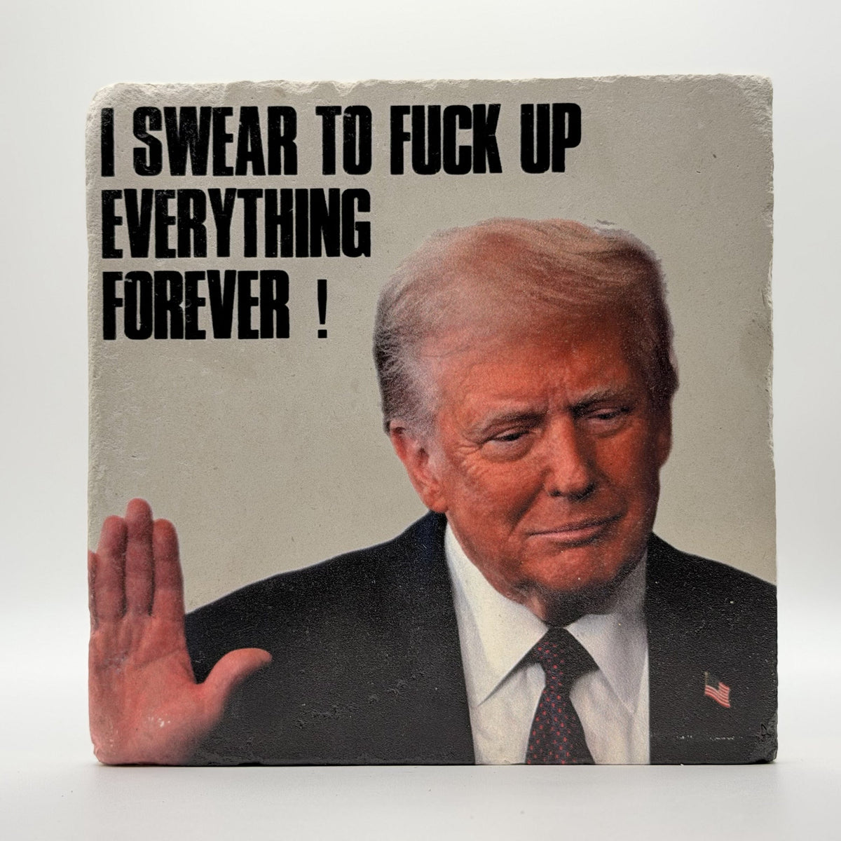 I Swear To Fuck Up Everything Forever Natural Travertine Stone Hotpad 1