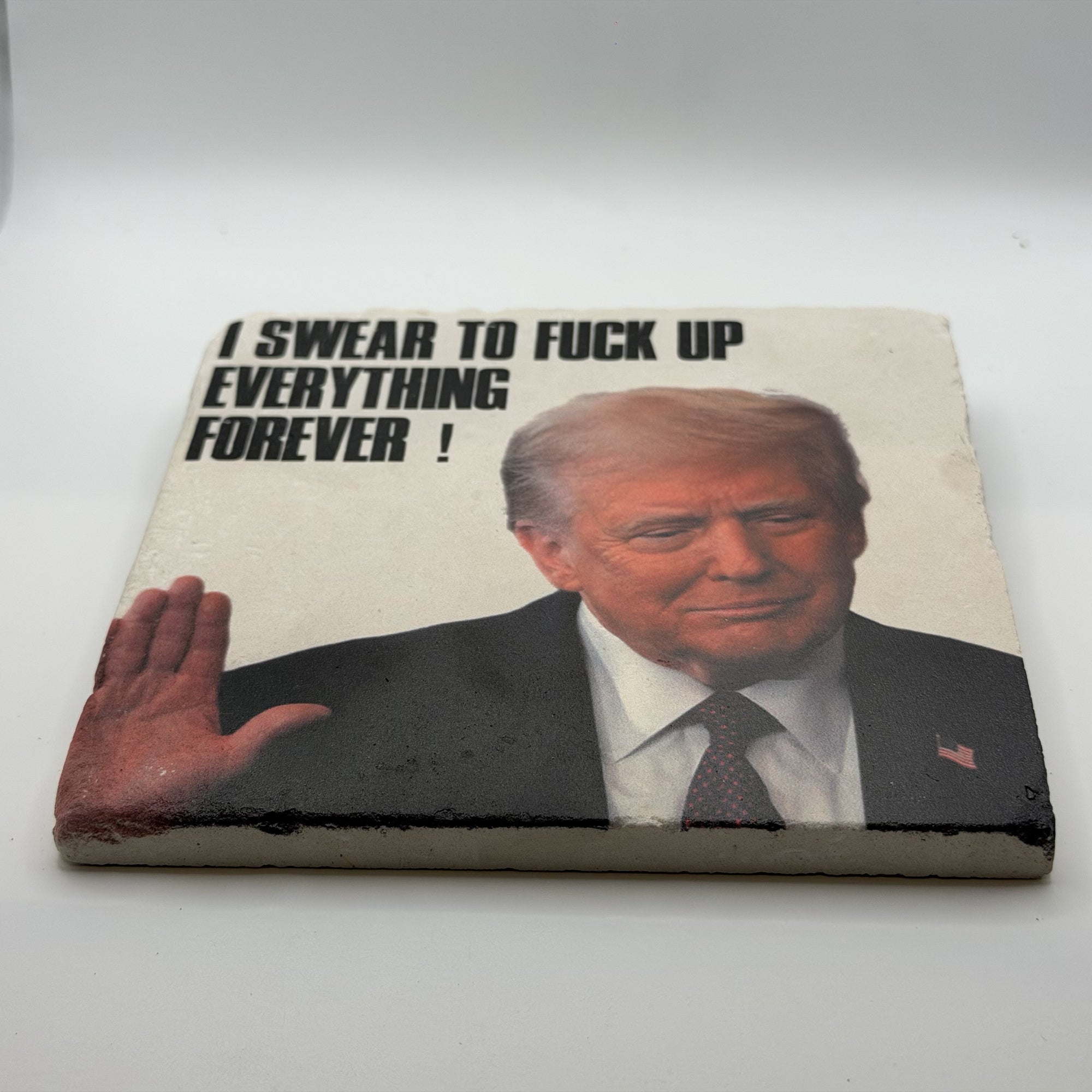 I Swear To Fuck Up Everything Forever Natural Travertine Stone Hotpad 2