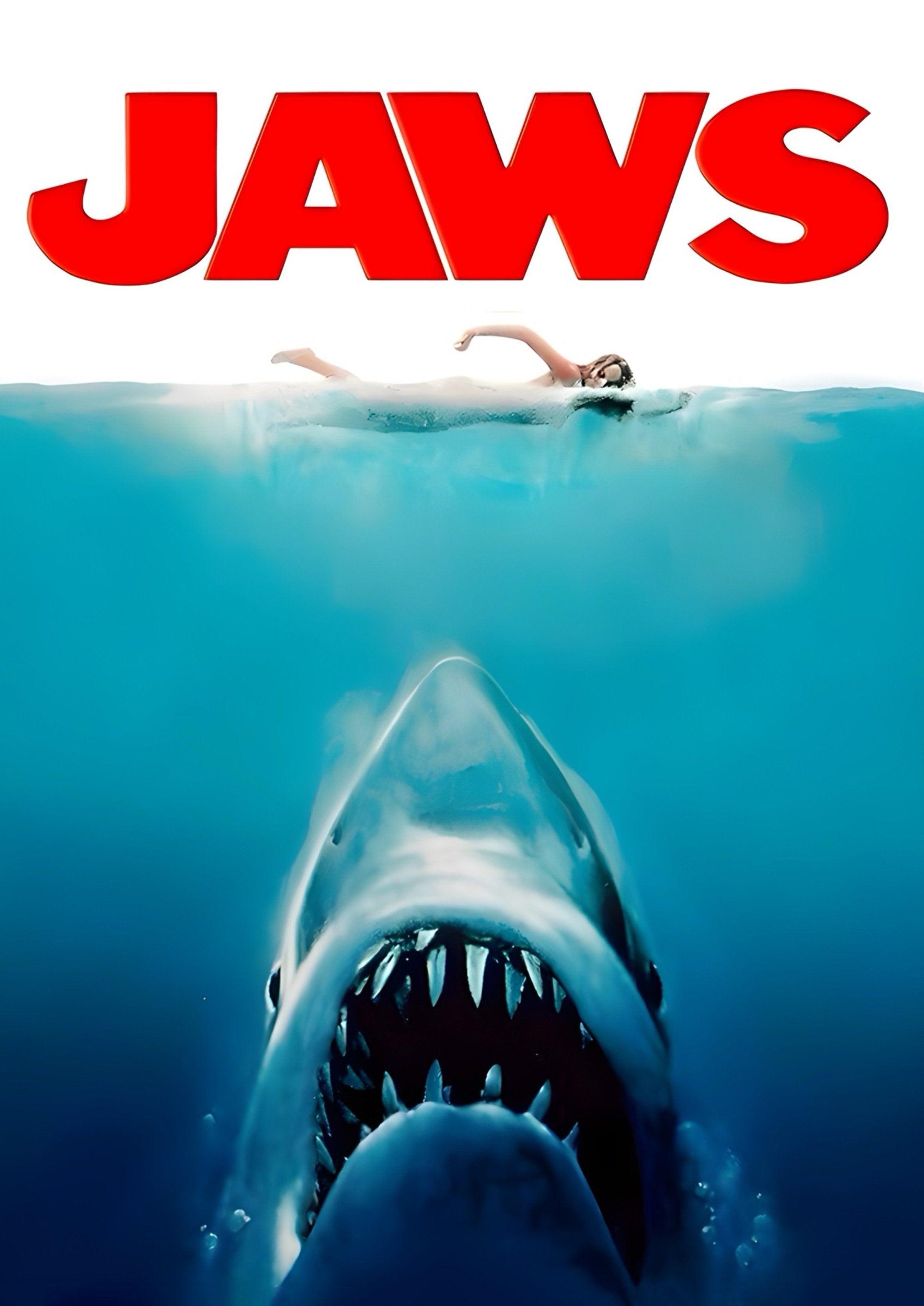 Vintage style Jaws 1975 movie theatre poster artwork printed on MDF wall poster