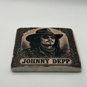 John Lennon Dreamer Natural Travertine Stone Coaster artwork