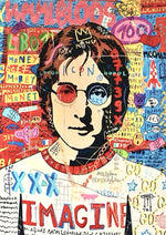 John Lennon graffiti artwork printed on MDF wall poster