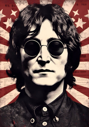 John Lennon Union Jack artwork printed on MDF wall poster