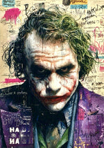 Joker graffiti artwork printed on MDF wall poster for a movie theatre decor