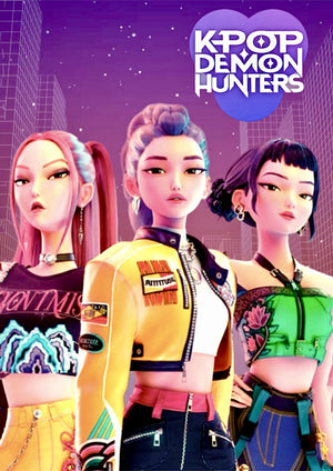 Demon Hunters K-POP characters printed on MDF wall poster