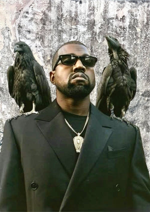 Kanye West Black Ravens artwork printed on MDF wall poster