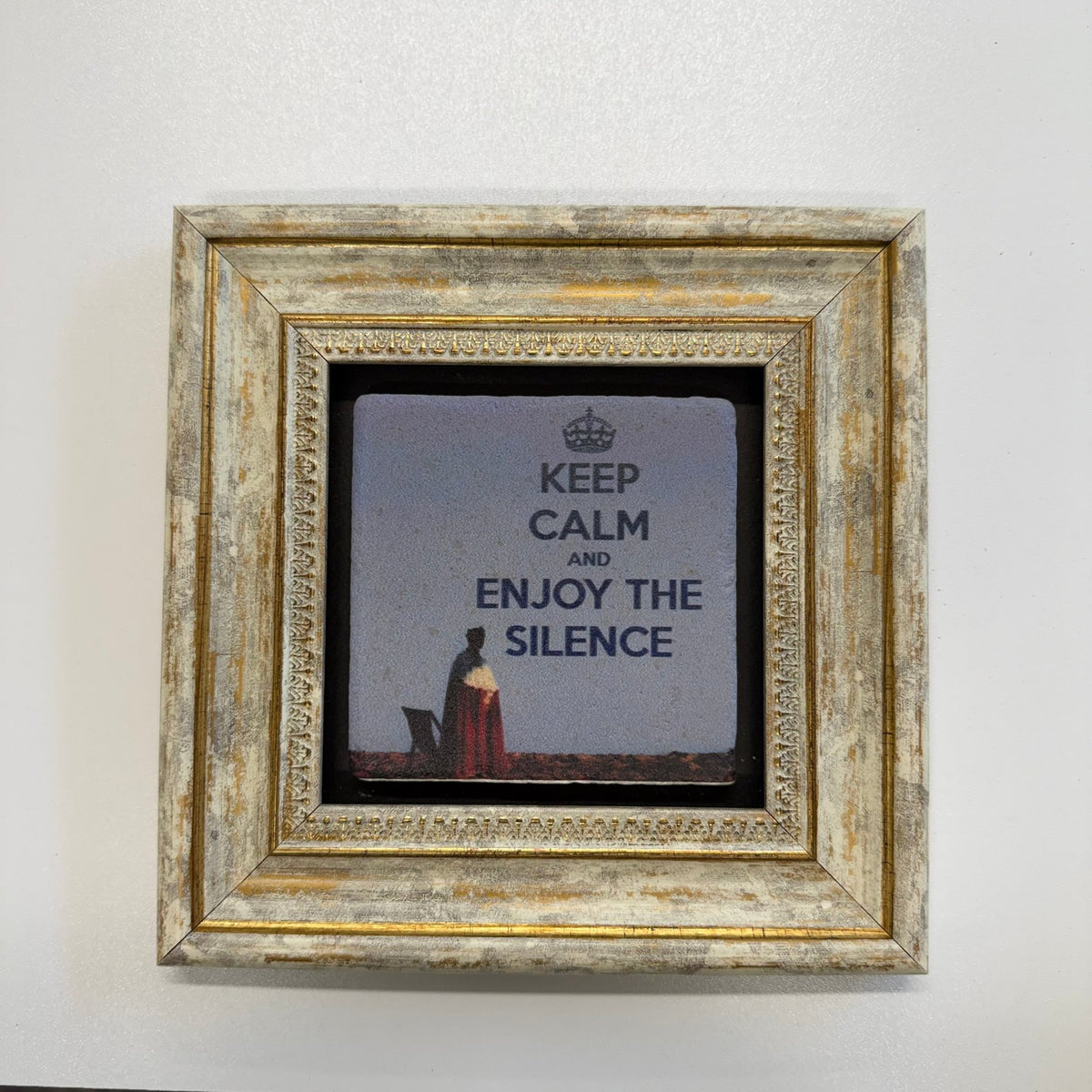 Variant Mapping v4 | keep-calm-and-enjoy-the-silence-natural-stone-coaster | with Gold Frame | sha256:345b545b6c0b