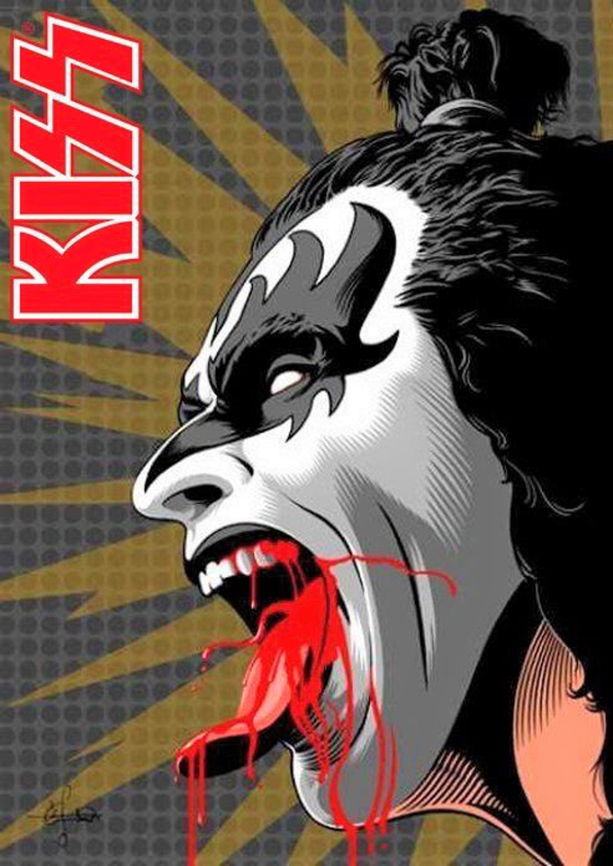 Kiss Demon Face artwork printed on MDF wall poster
