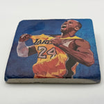 Kobe Bryant artwork printed on square travertine stone coaster