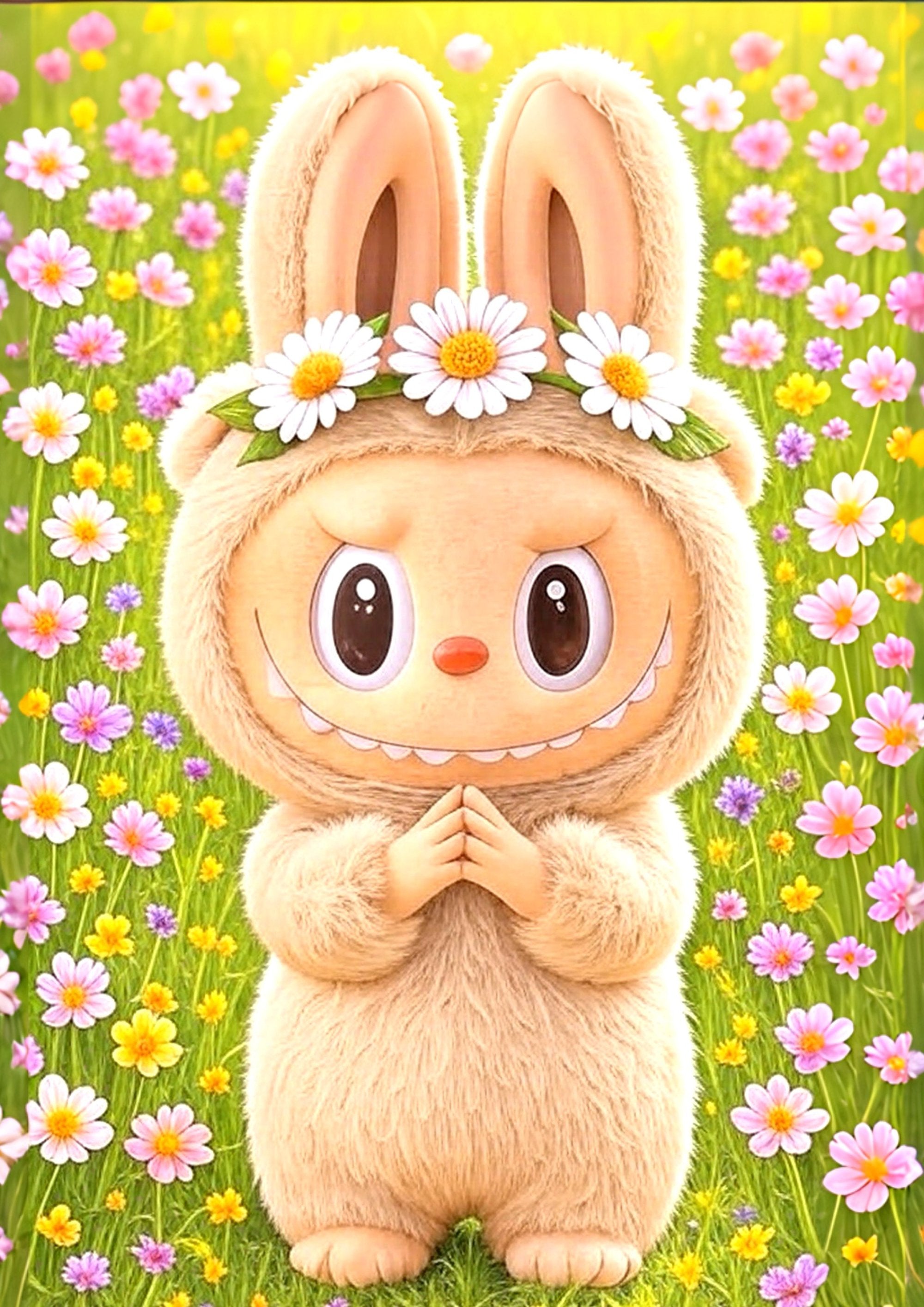 Labubu Daisy cartoon artwork printed on MDF wall poster