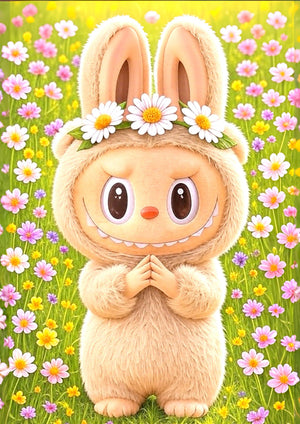 Labubu Daisy cartoon artwork printed on MDF wall poster