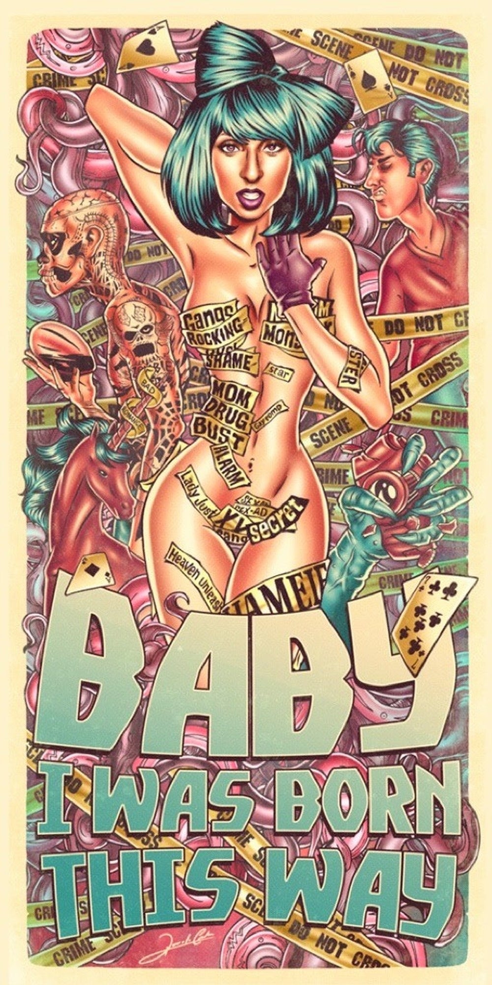 Lady Gaga Born This Way quote design displayed as a decorative wall sign