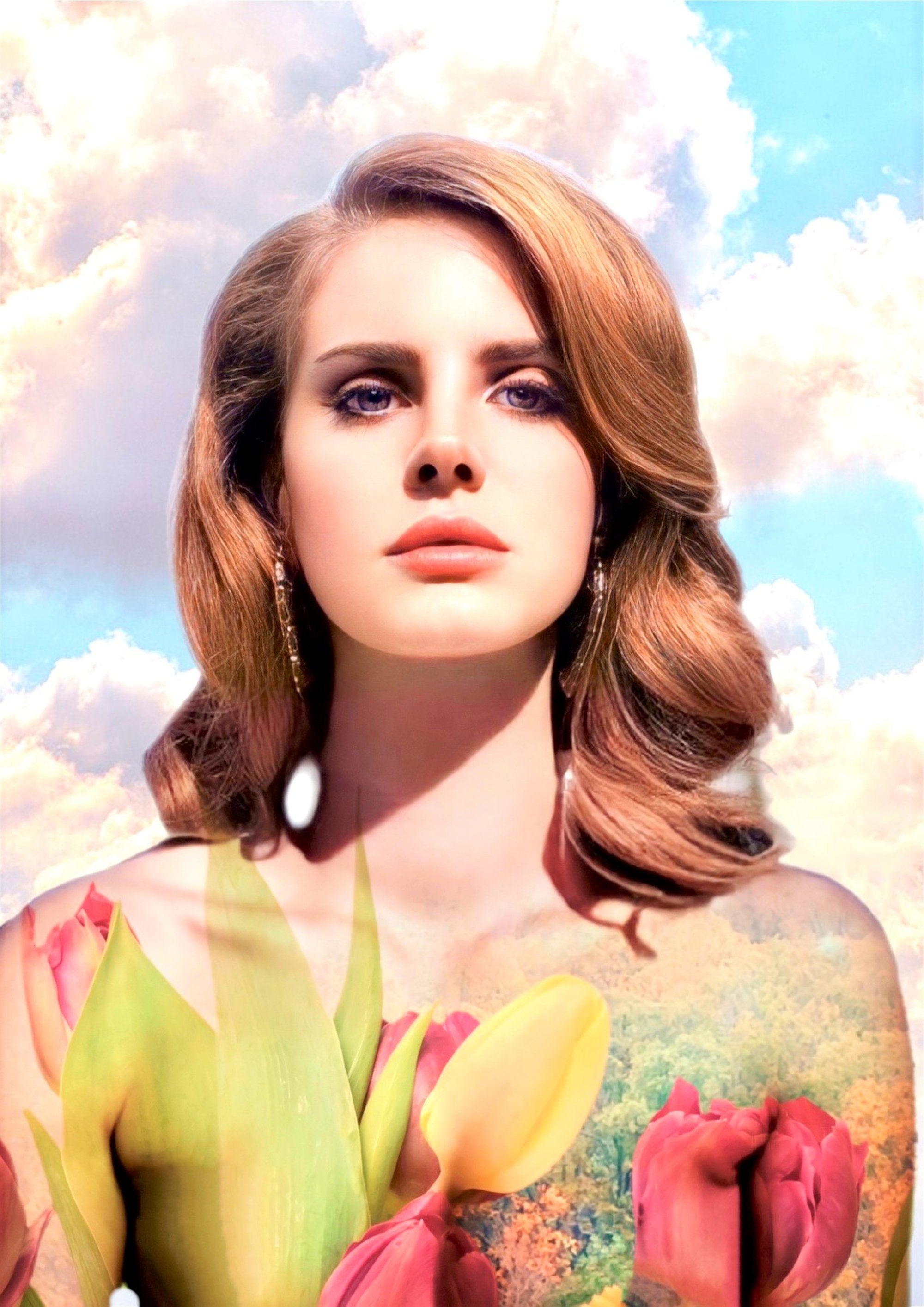 Lana Del Rey Floral artwork printed on MDF wall poster