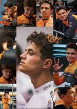 Lando Norris and McLaren F1 team photo collage printed on MDF wall poster