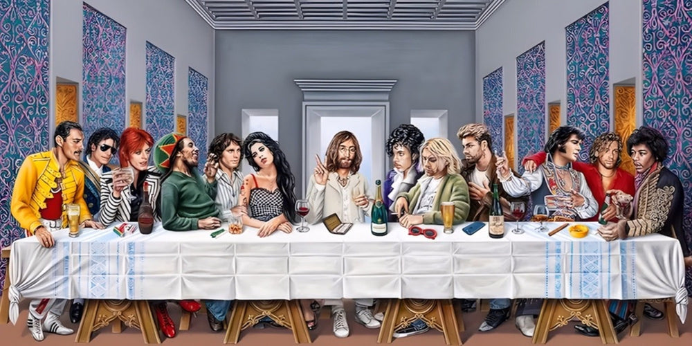 The Last Supper Rock Legends music stars design displayed as a decorative wall sign