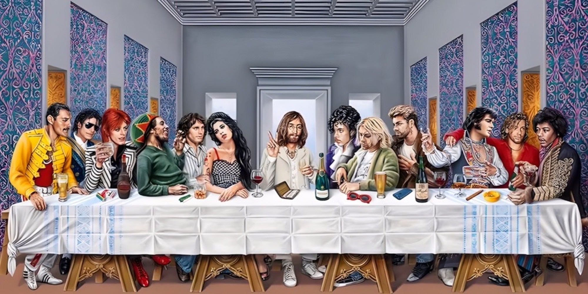 The Last Supper Rock Legends music stars design displayed as a decorative wall sign