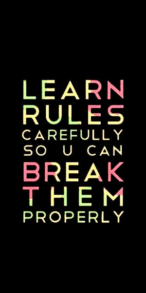 Learn rules carefully design displayed as a decorative wall sign