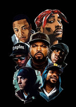 Legendary Rappers group artwork printed on MDF wall poster