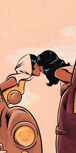 Lesbian couple kissing vintage cars design displayed as a decorative MDF wall sign