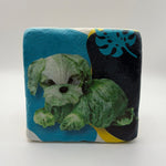 Fresh lettuce artwork printed on square travertine stone coaster