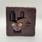 Libra zodiac symbol artwork printed on square travertine stone coaster