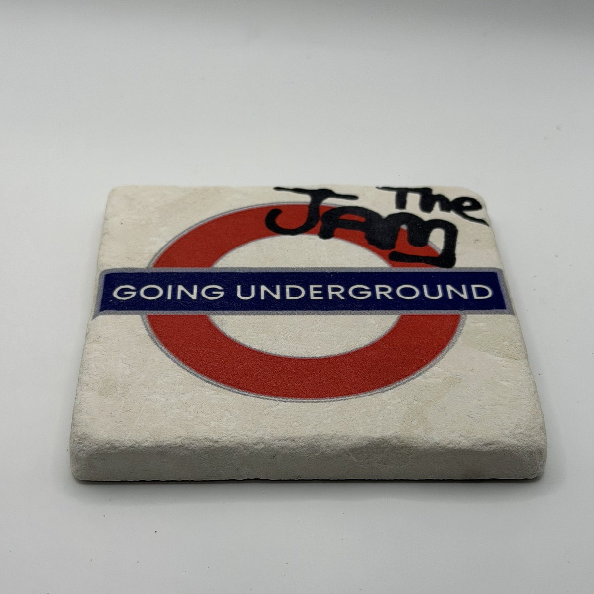 Little Miss Always Going On Holiday Natural Travertine Stone Coaster artwork