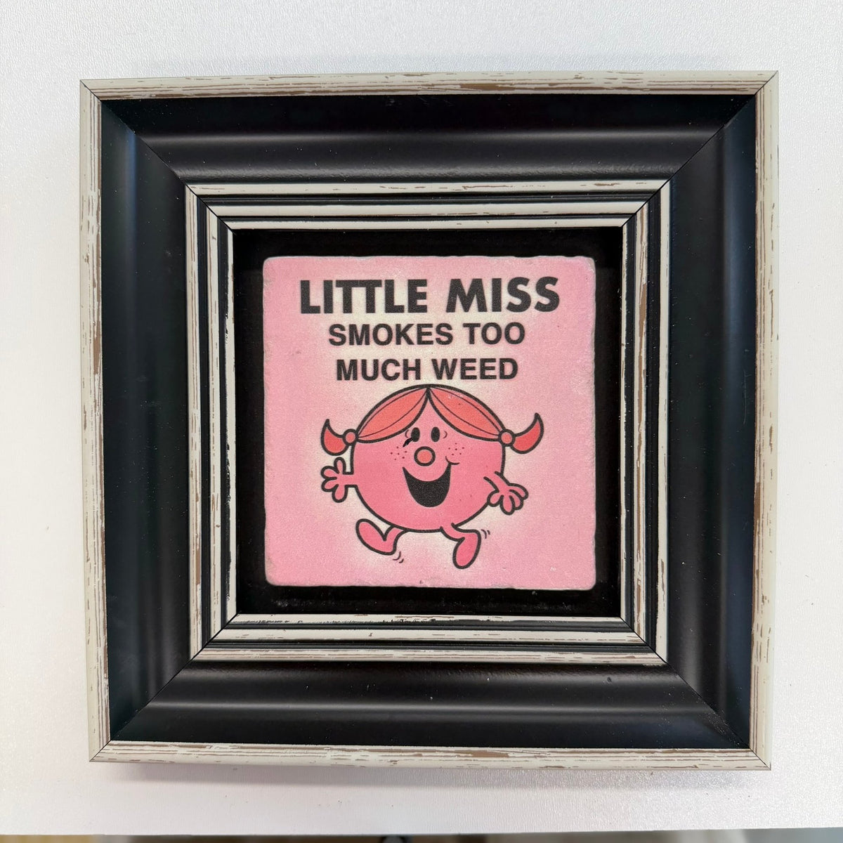 Variant Mapping v4 | little-miss-smokes-too-much-weed-pink-stone-coaster | with Black Frame | sha256:195ed00fbb0d