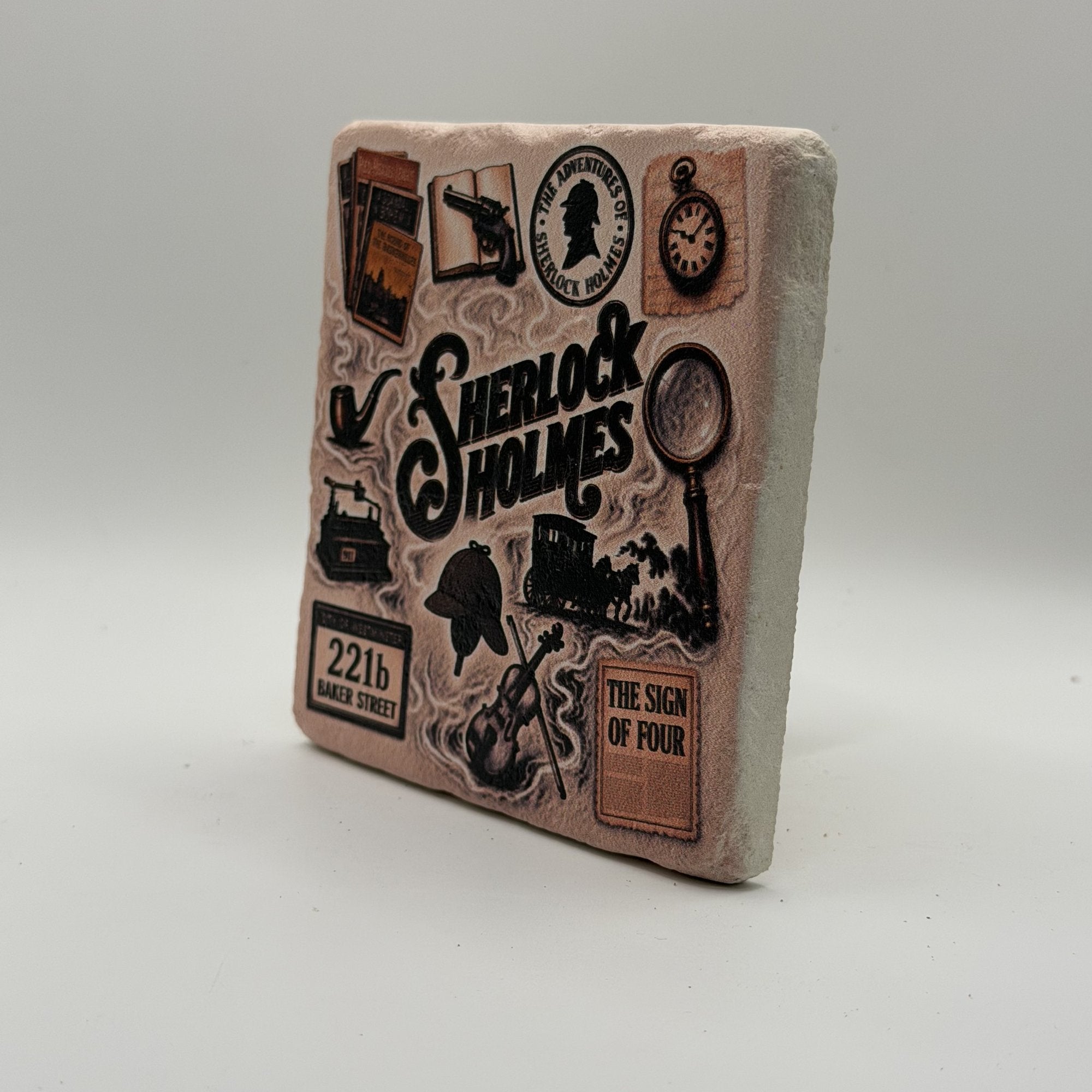 London Baker Street W1 Natural Travertine Stone Coaster artwork