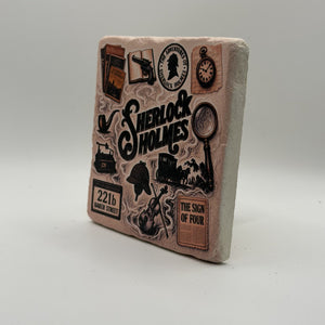 London Baker Street W1 Natural Travertine Stone Coaster artwork