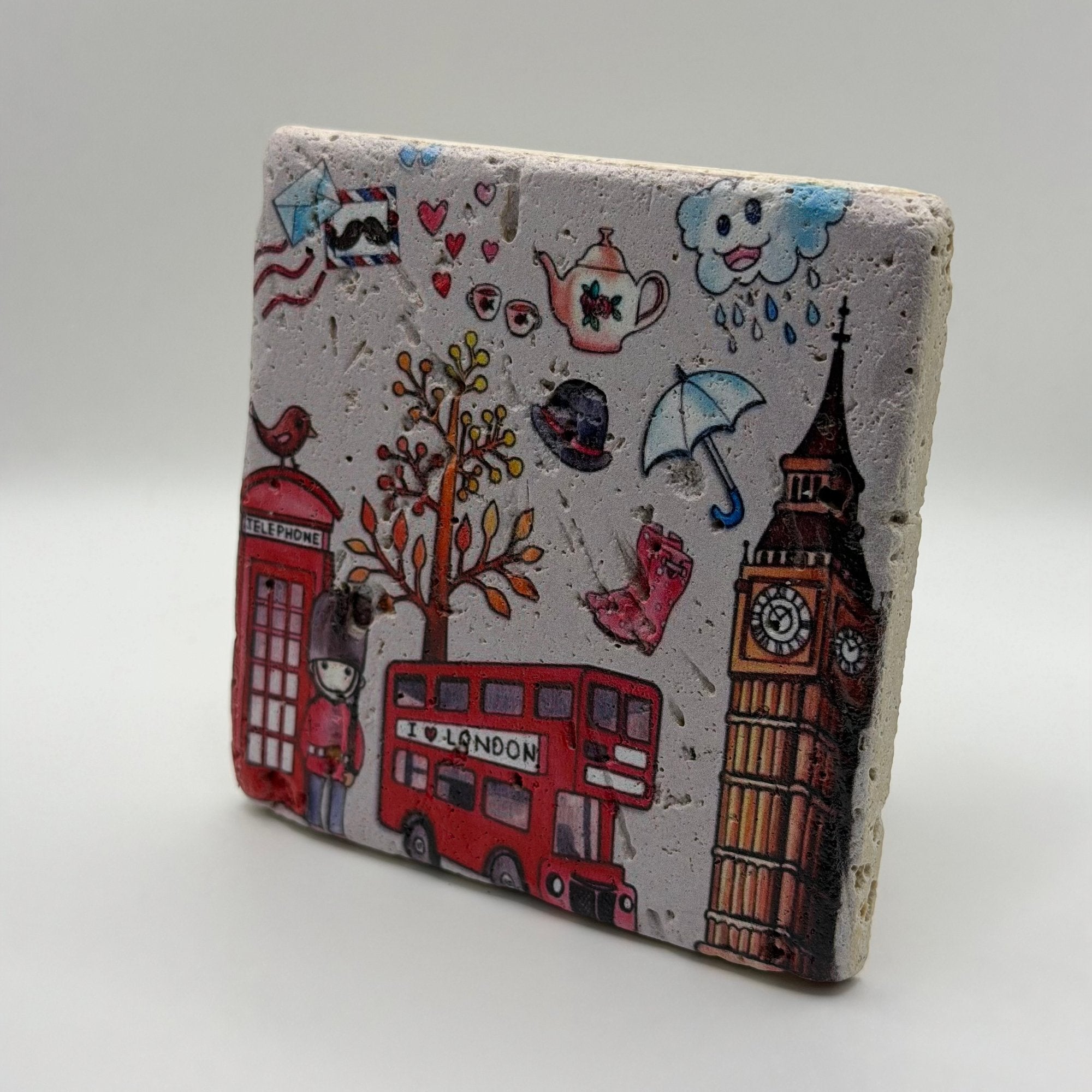 London Big Ben Pink Stone Coaster