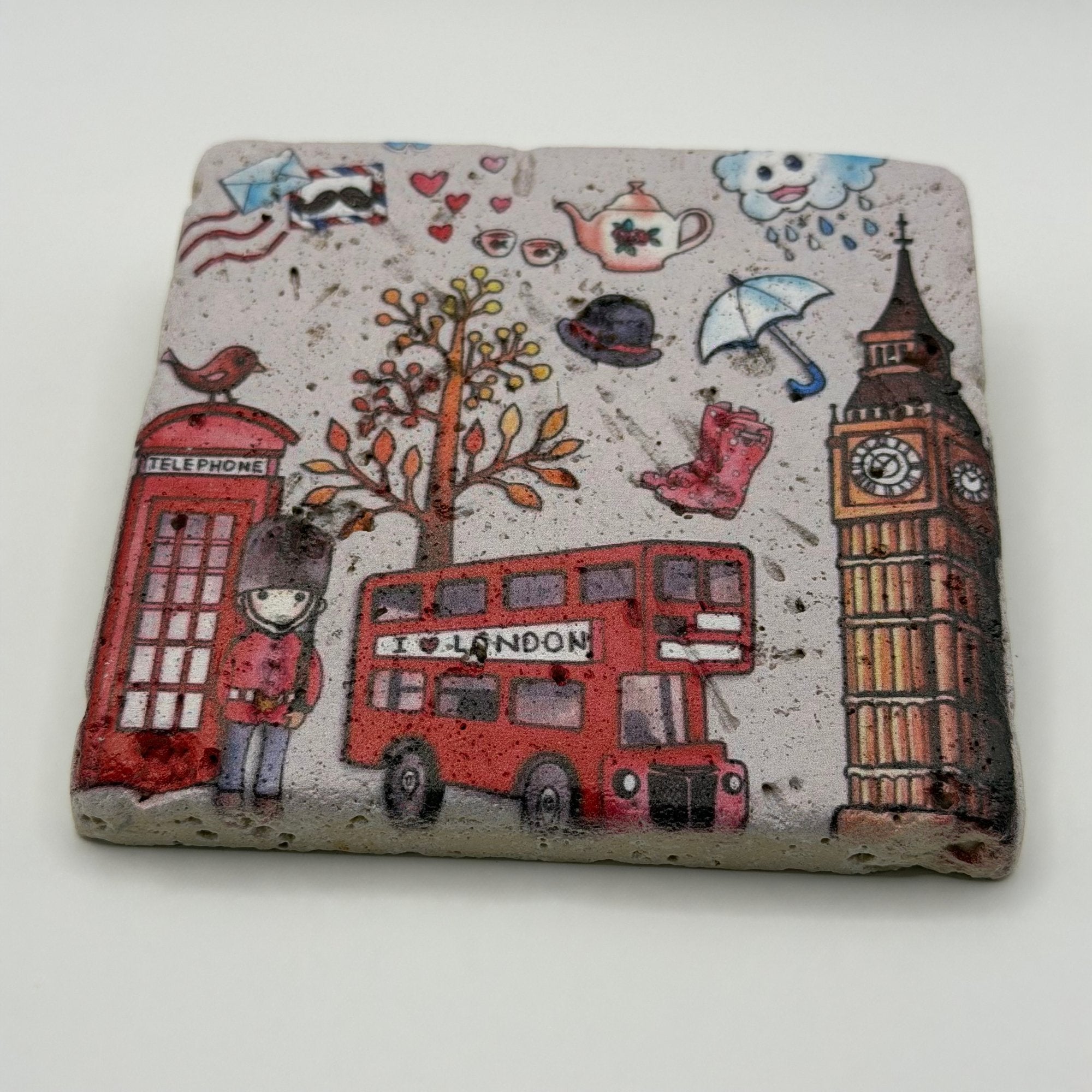 London Big Ben Pink Stone Coaster
