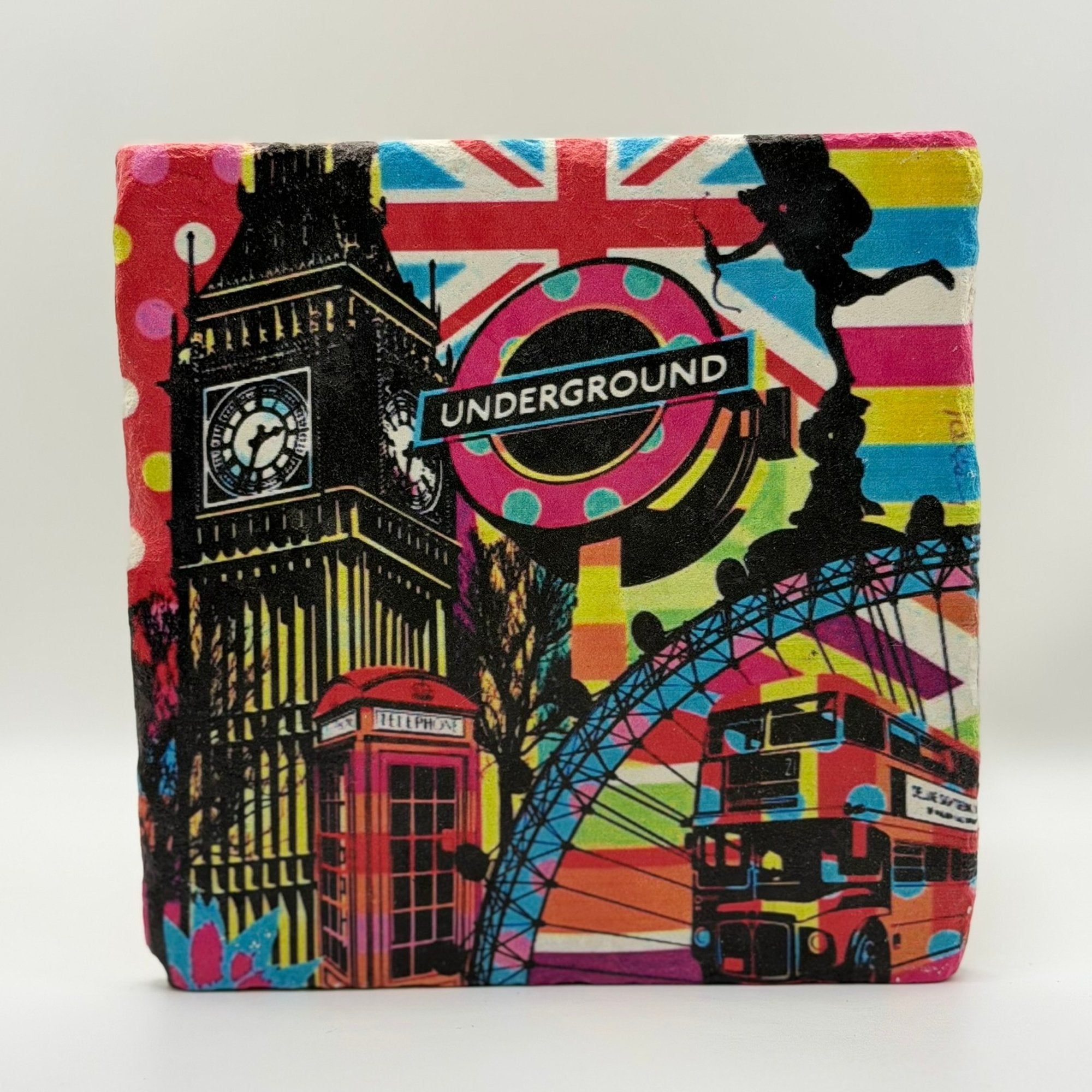 London Big Ben Underground Natural Travertine Stone Hotpad artwork