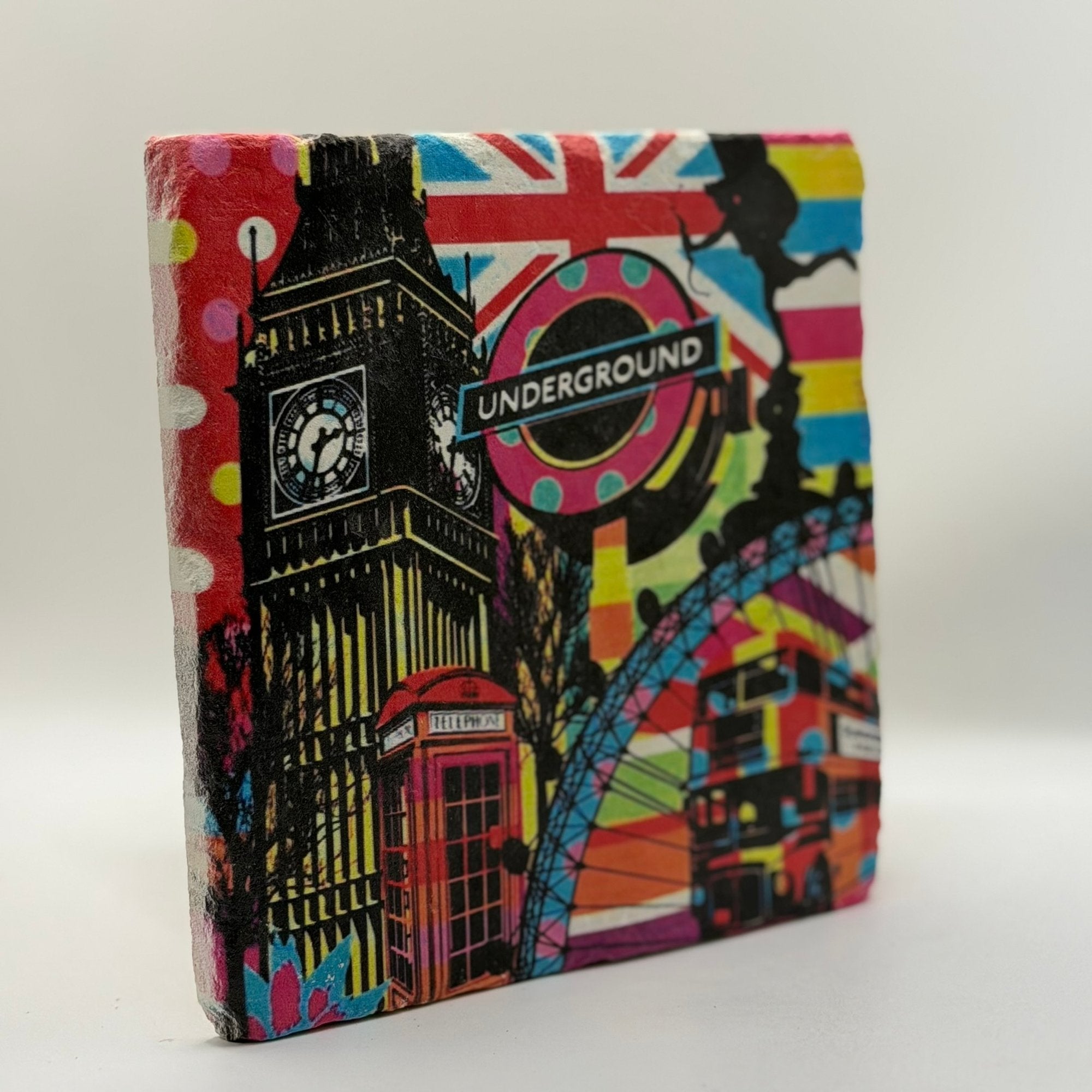 London Big Ben Underground Natural Travertine Stone Hotpad artwork