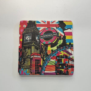 London Big Ben Underground Natural Travertine Stone Hotpad artwork
